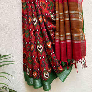 Make a statement with this Luxurious Multicolor Linen Saree