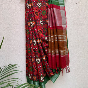 Make a statement with this Luxurious Multicolor Linen Saree