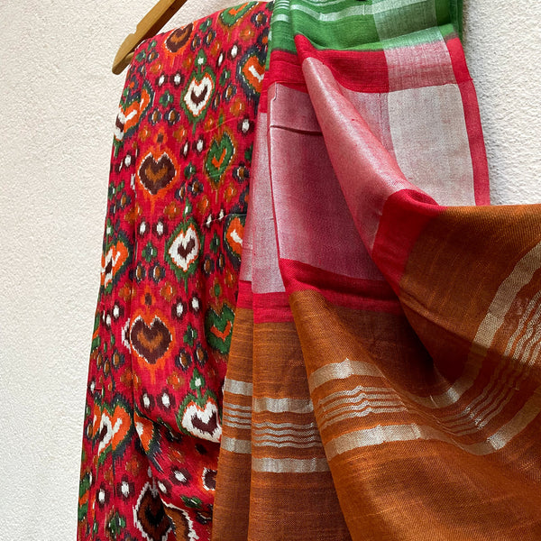 Make a statement with this Luxurious Multicolor Linen Saree