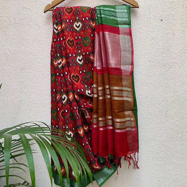 Make a statement with this Luxurious Multicolor Linen Saree