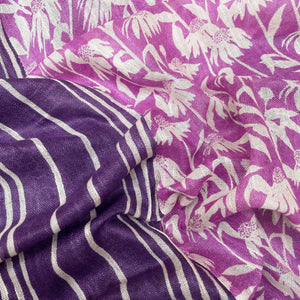 Rich Violet Color Digital Printed Linen Saree