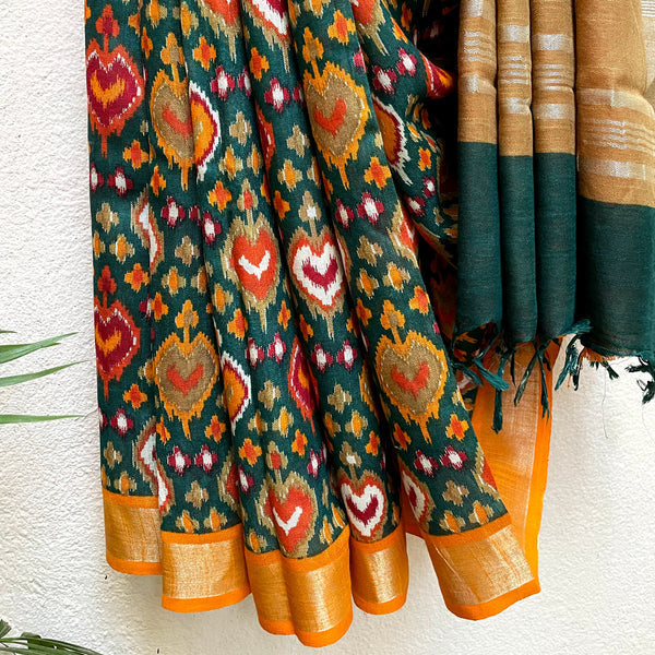 The unique Multicolour Premium Linen Saree