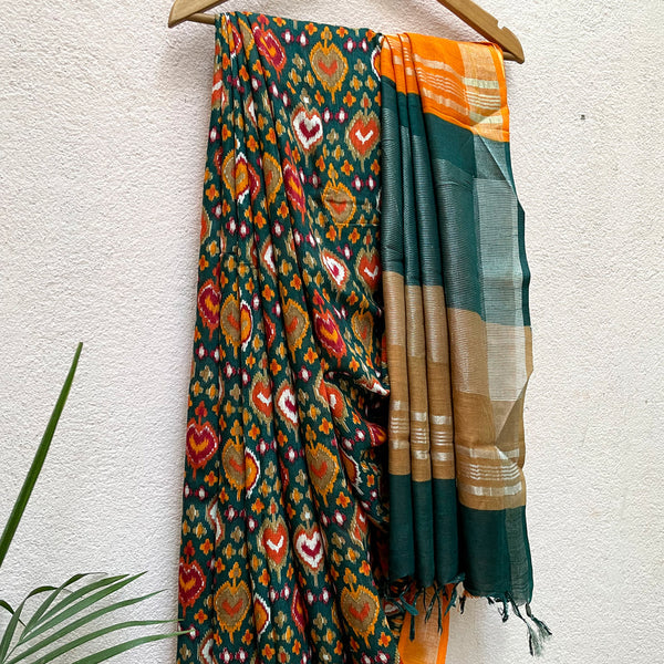 The unique Multicolour Premium Linen Saree