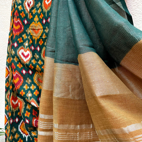 The unique Multicolour Premium Linen Saree