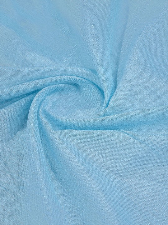 Blue Color Linen Saree with Silver Zari Border